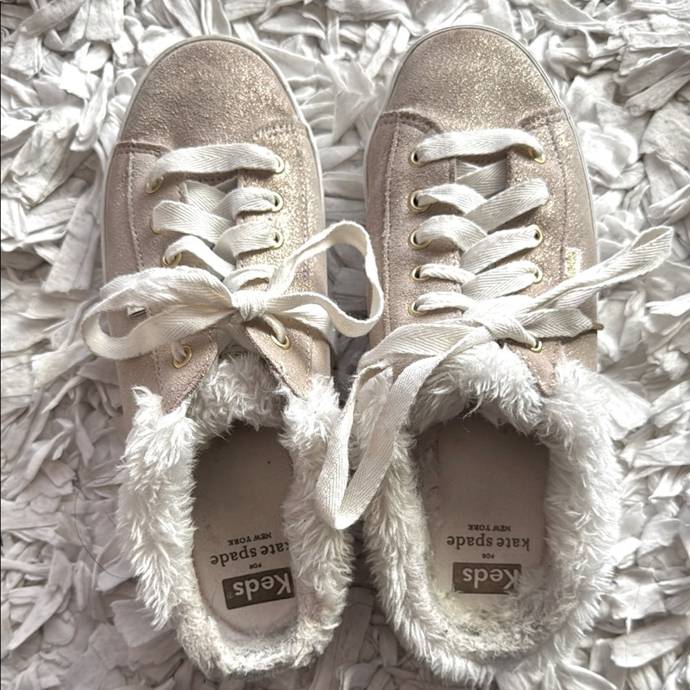 Keds for Kate Spade Metallic Suede Sneaker Slides Metallic